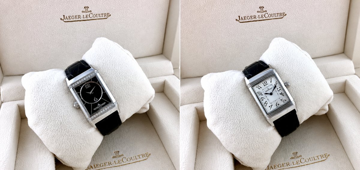 Montre Jaeger-LeCoultre Reverso Dame Duetto Diamants Mécanique 1000H Acier/Cuir Boîte & Papiers-photo-2