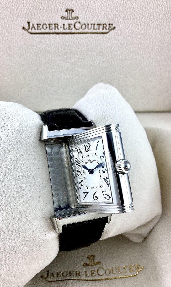 Montre Jaeger-LeCoultre Reverso Dame Duetto Diamants Mécanique 1000H Acier/Cuir Boîte & Papiers-photo-3