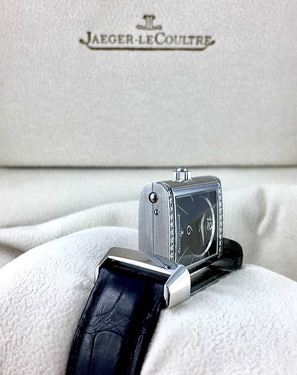 Montre Jaeger-LeCoultre Reverso Dame Duetto Diamants Mécanique 1000H Acier/Cuir Boîte & Papiers-photo-4