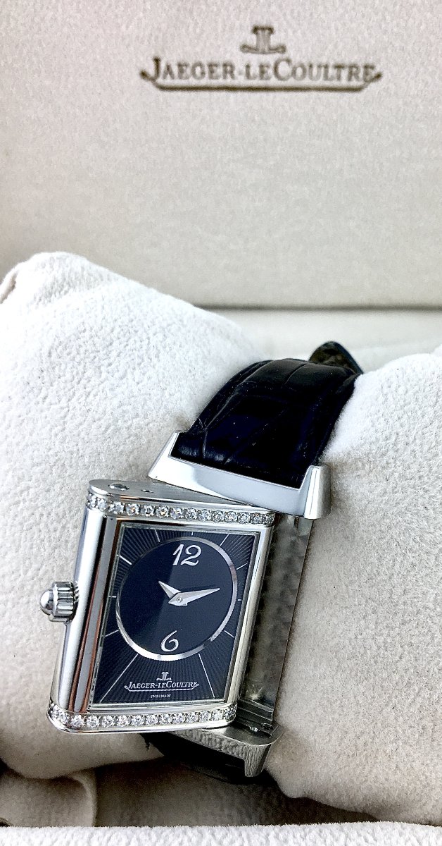 Montre Jaeger-LeCoultre Reverso Dame Duetto Diamants Mécanique 1000H Acier/Cuir Boîte & Papiers-photo-1