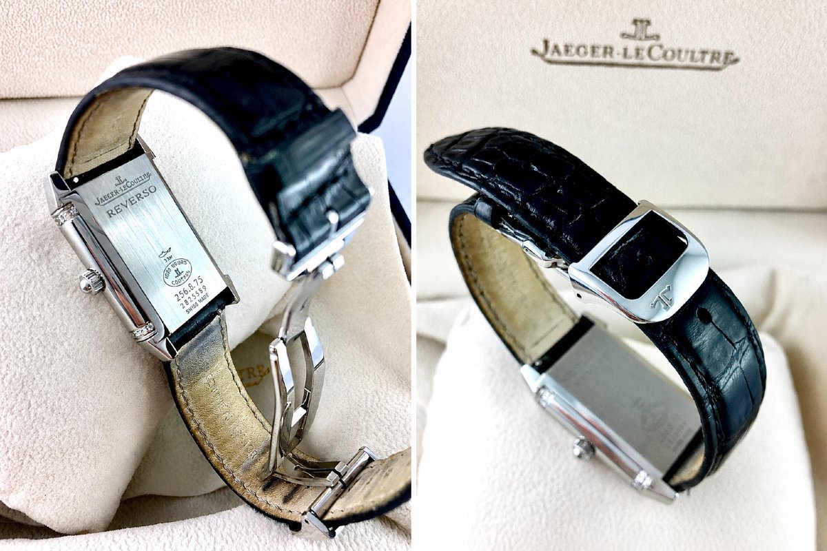 Montre Jaeger-LeCoultre Reverso Dame Duetto Diamants Mécanique 1000H Acier/Cuir Boîte & Papiers-photo-4