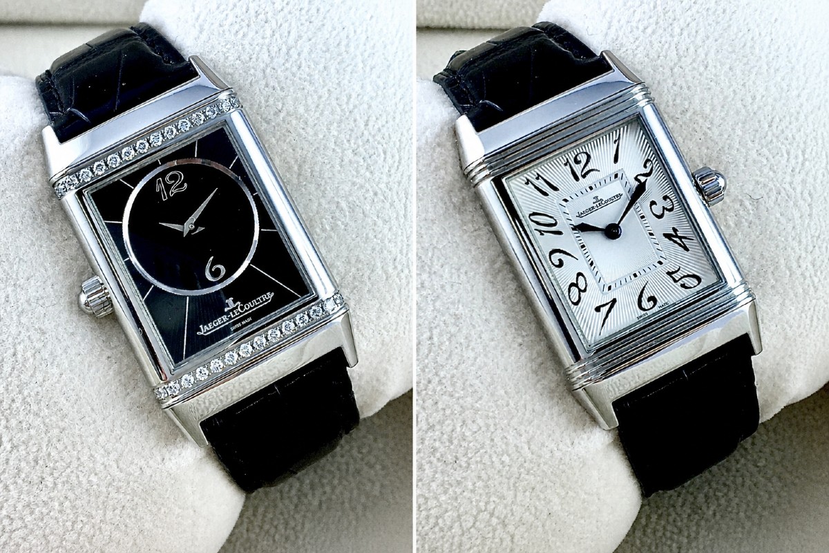 Montre Jaeger-LeCoultre Reverso Dame Duetto Diamants Mécanique 1000H Acier/Cuir Boîte & Papiers