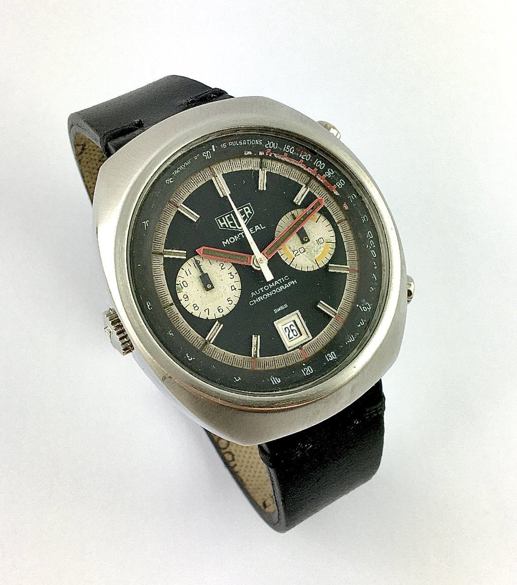 Heuer Montreal Automatic Steel Chronograph Watch - Caliber 12 - 1970s-photo-3