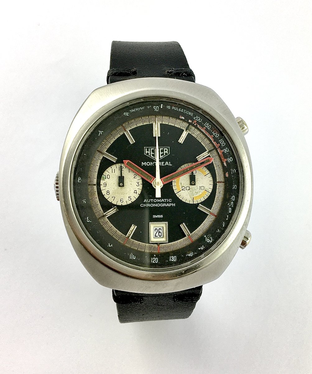 Heuer Montreal Automatic Steel Chronograph Watch - Caliber 12 - 1970s