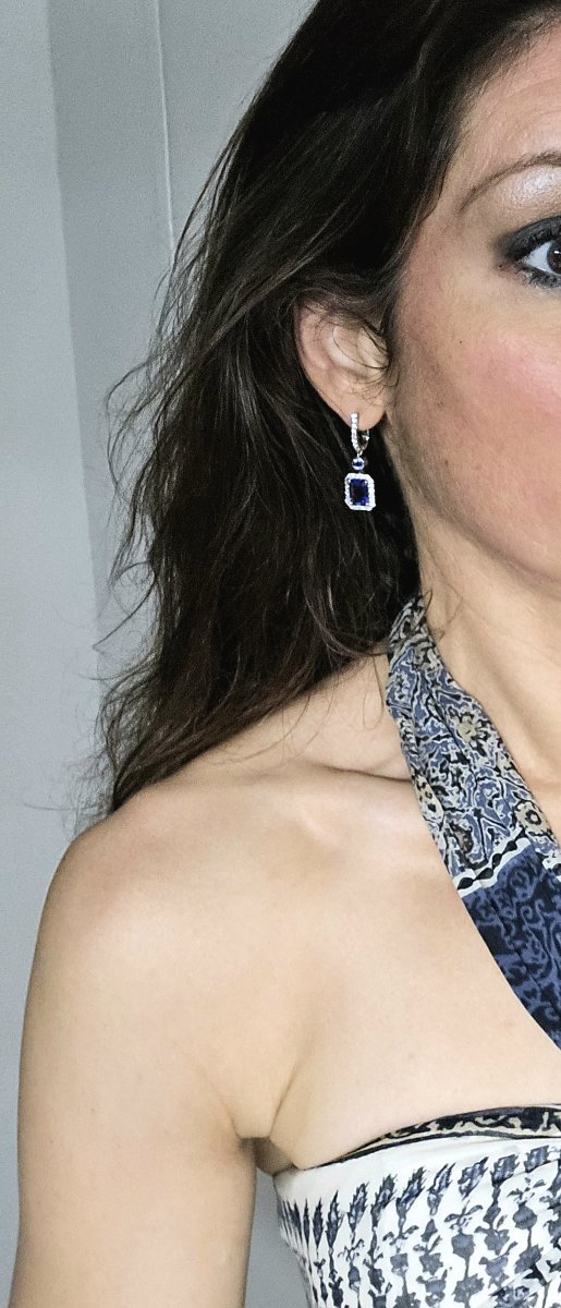 Emerald-cut Tanzanites And Diamonds On White Gold Earrings-photo-7