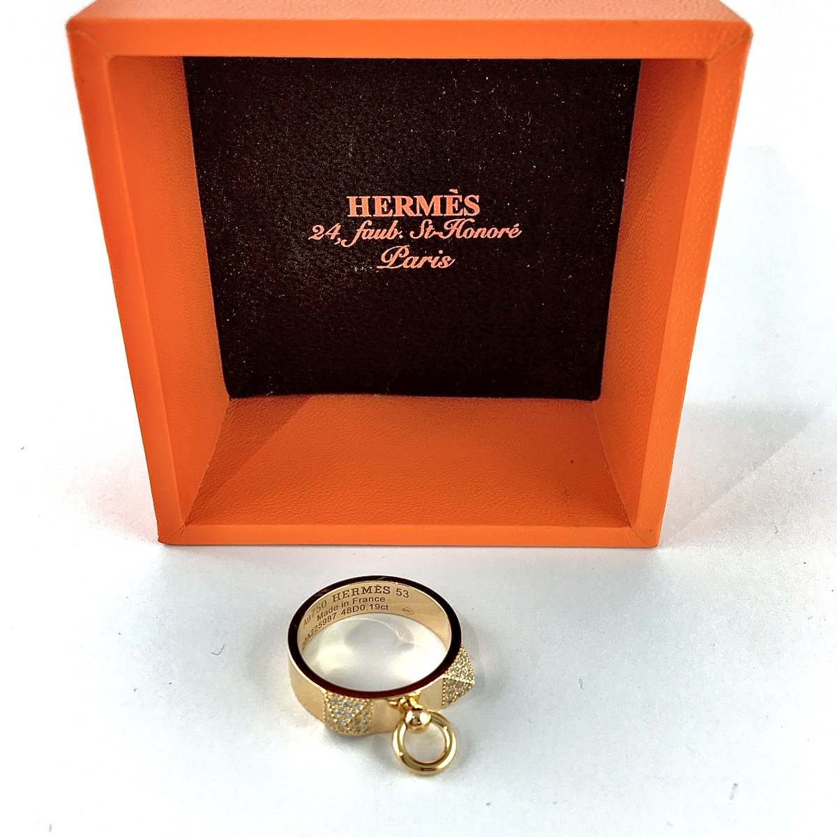 Hermès "collier De Chien" Diamond Pavé Ring In 18k Rose Gold, With Original Box-photo-5