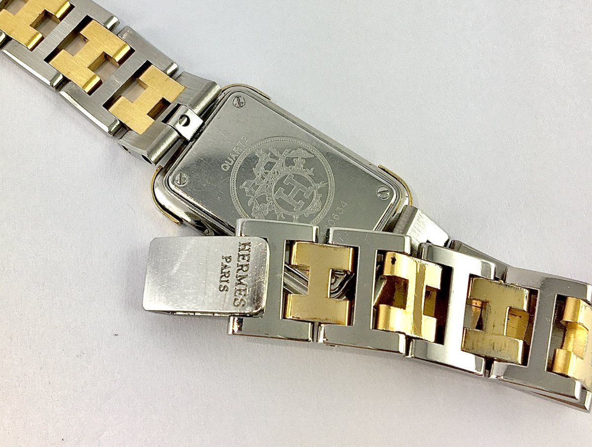 Montre Hermès « Heure H » dame en acier et métal doré, mouvement quartz, vers 2015.-photo-4