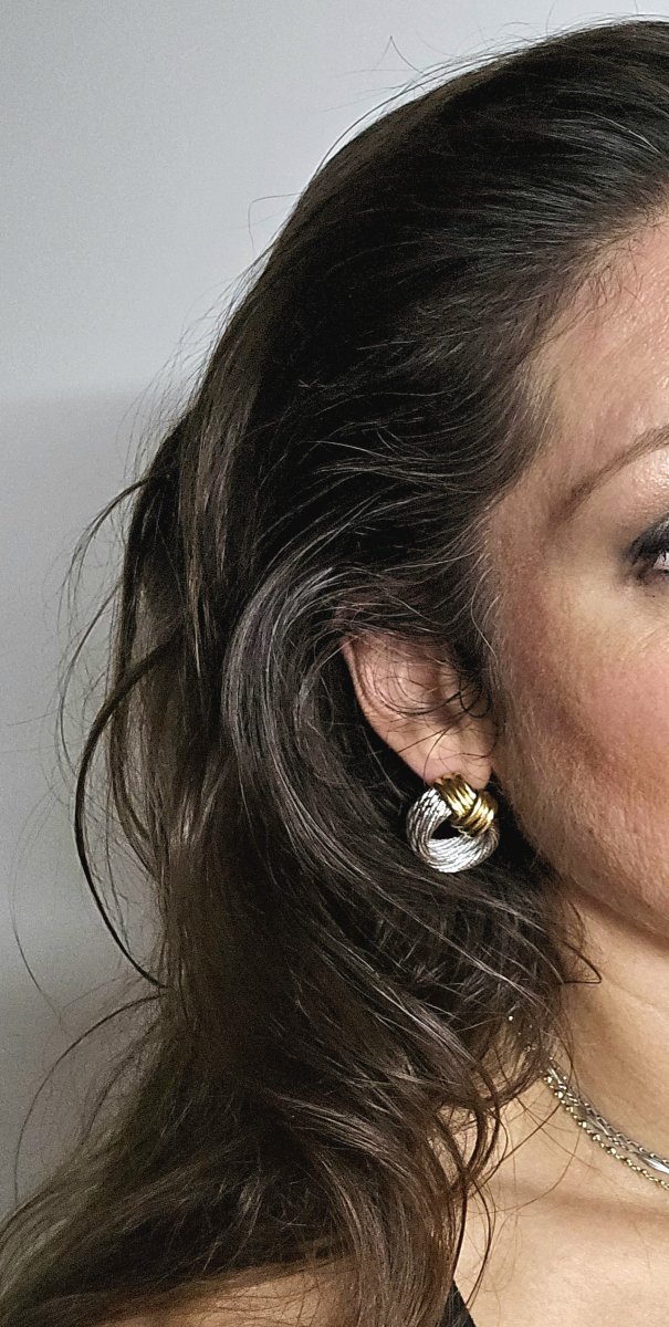 Fred Force 10 Yellow Gold And Steel Hoop Earrings-photo-2