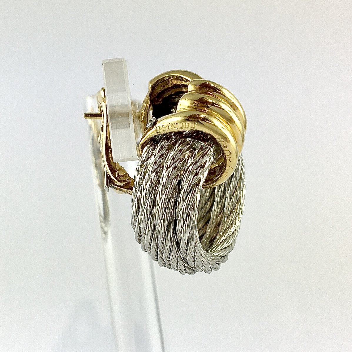 Fred Force 10 Yellow Gold And Steel Hoop Earrings-photo-4