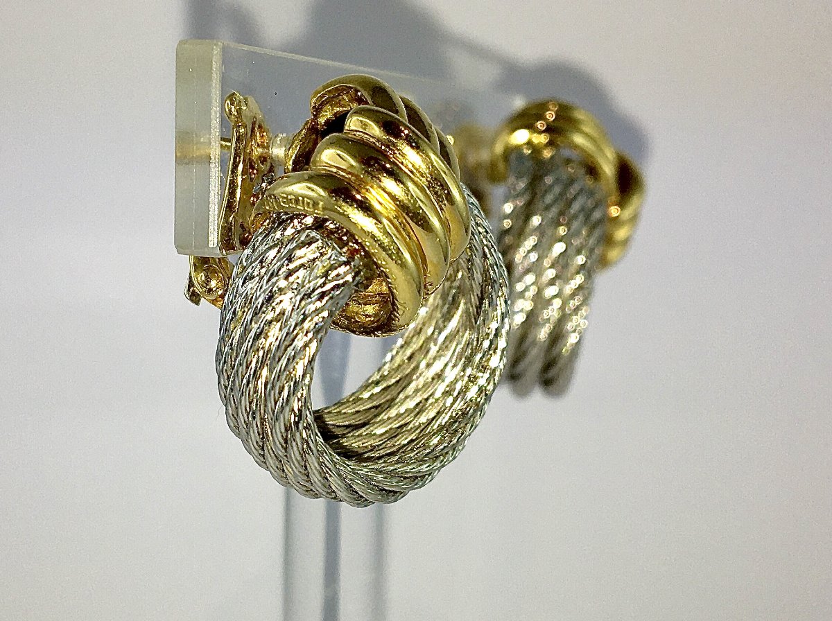Fred Force 10 Yellow Gold And Steel Hoop Earrings-photo-3