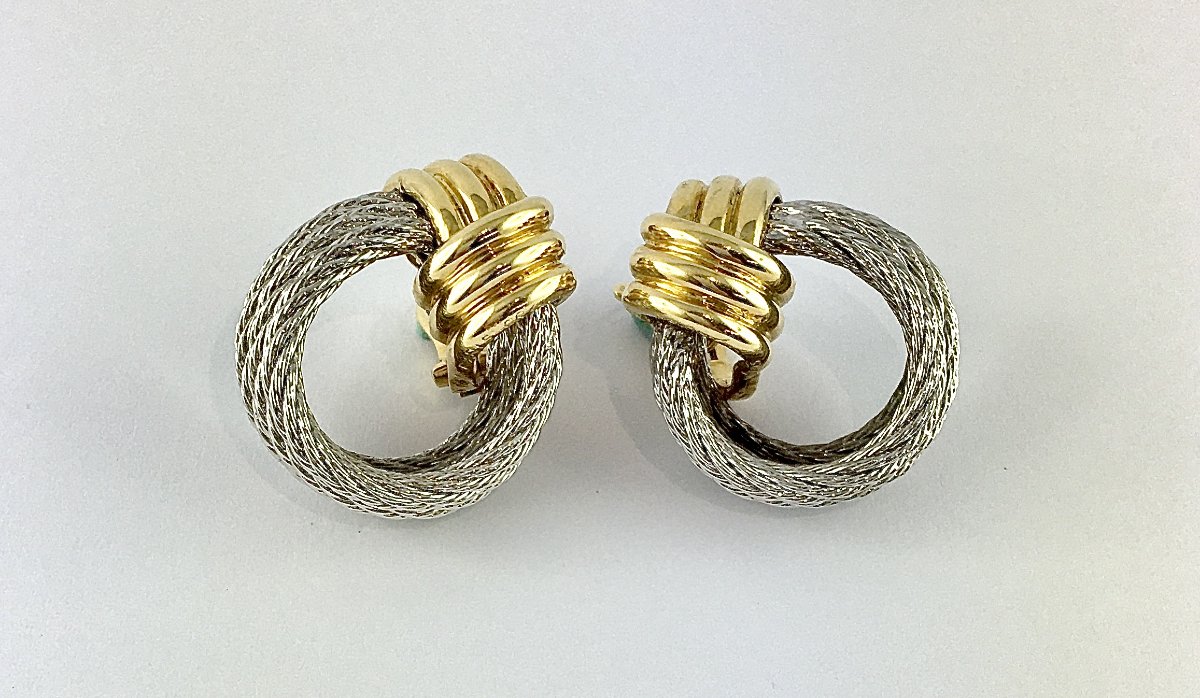 Fred Force 10 Yellow Gold And Steel Hoop Earrings-photo-4