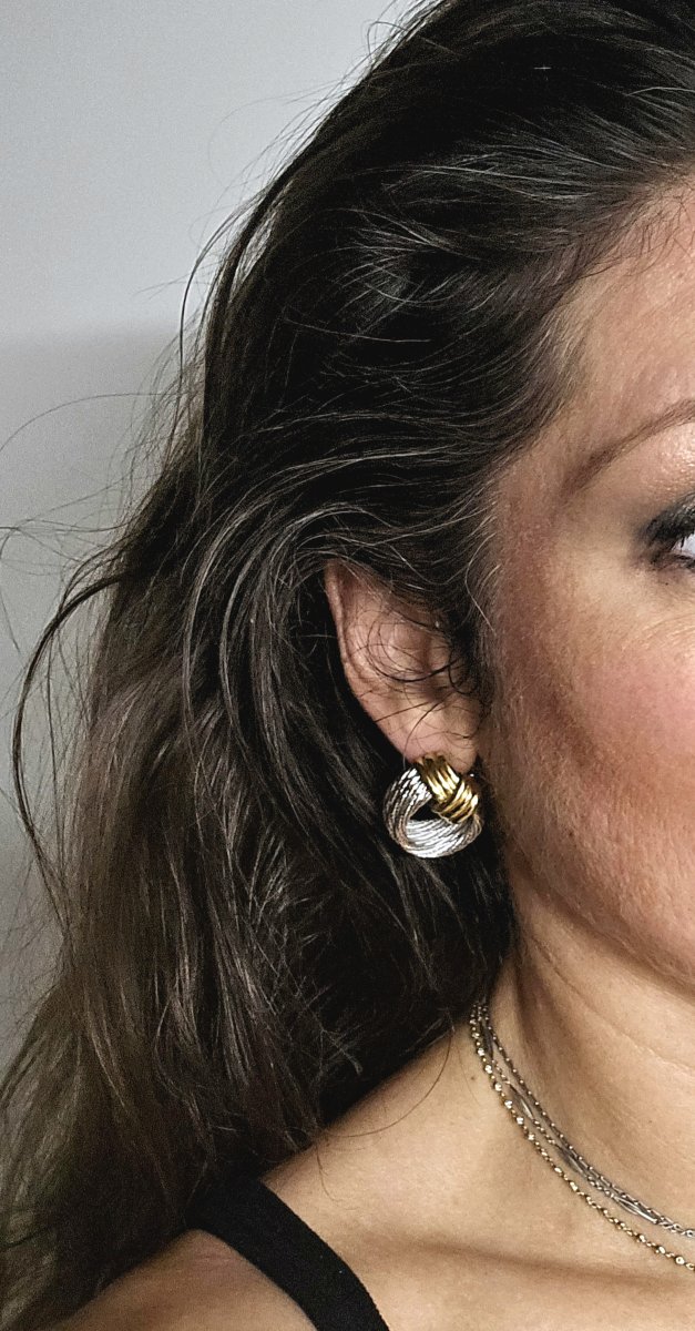 Fred Force 10 Yellow Gold And Steel Hoop Earrings-photo-8