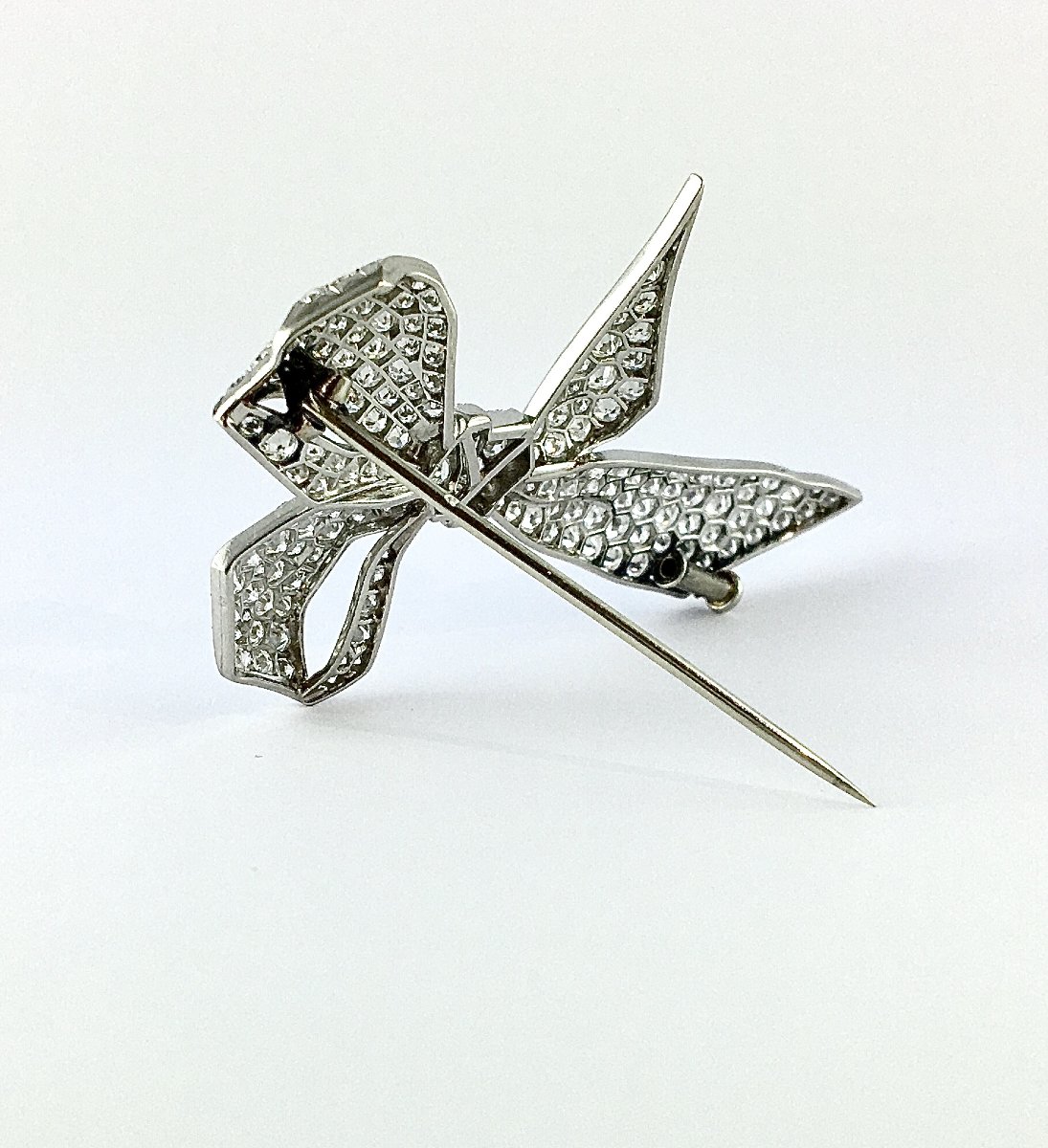 Broche Nœud Art Déco en Diamants sur Platine-photo-5