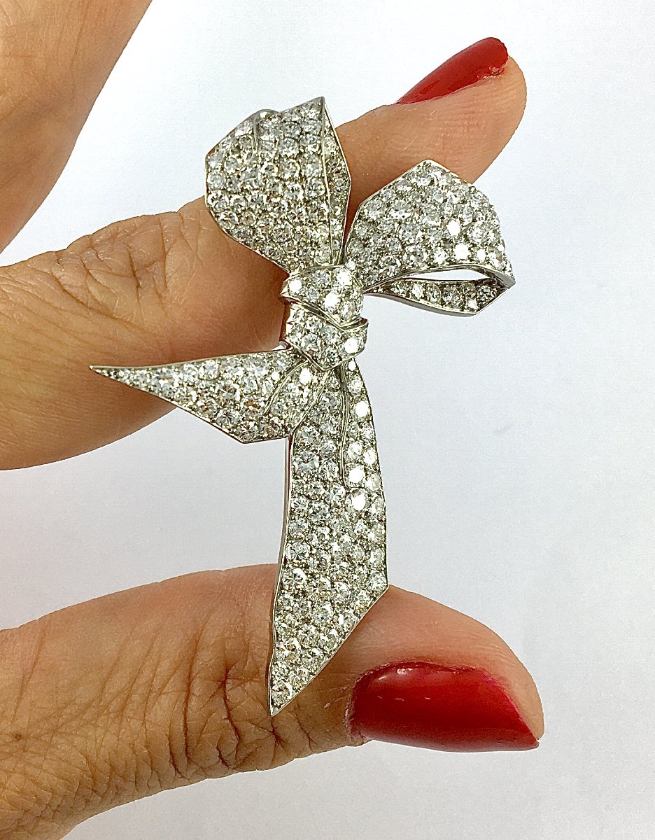 Broche Nœud Art Déco en Diamants sur Platine-photo-6