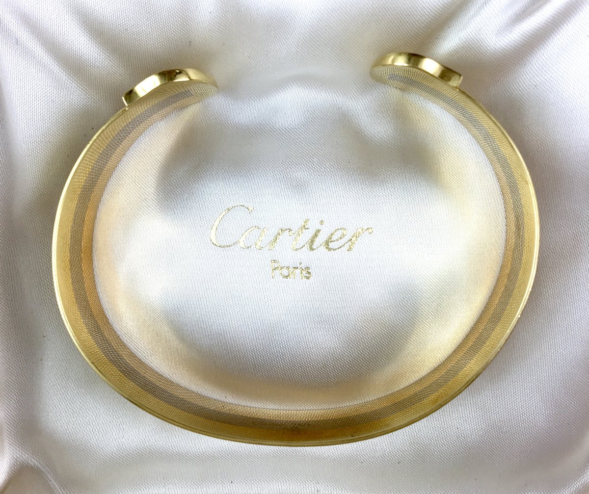 Bracelet Jonc Cartier « Double C » en Trois Ors, avec son Écrin d'Origine-photo-4