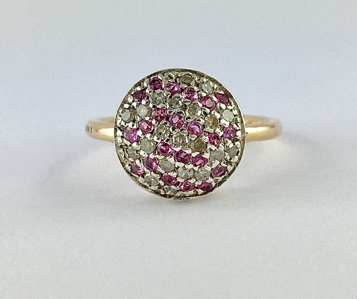 Ring By Selim Mouzannar, Set With Diamonds And Pink Sapphires In A Pavé Setting On Yellow And White Gold-photo-2
