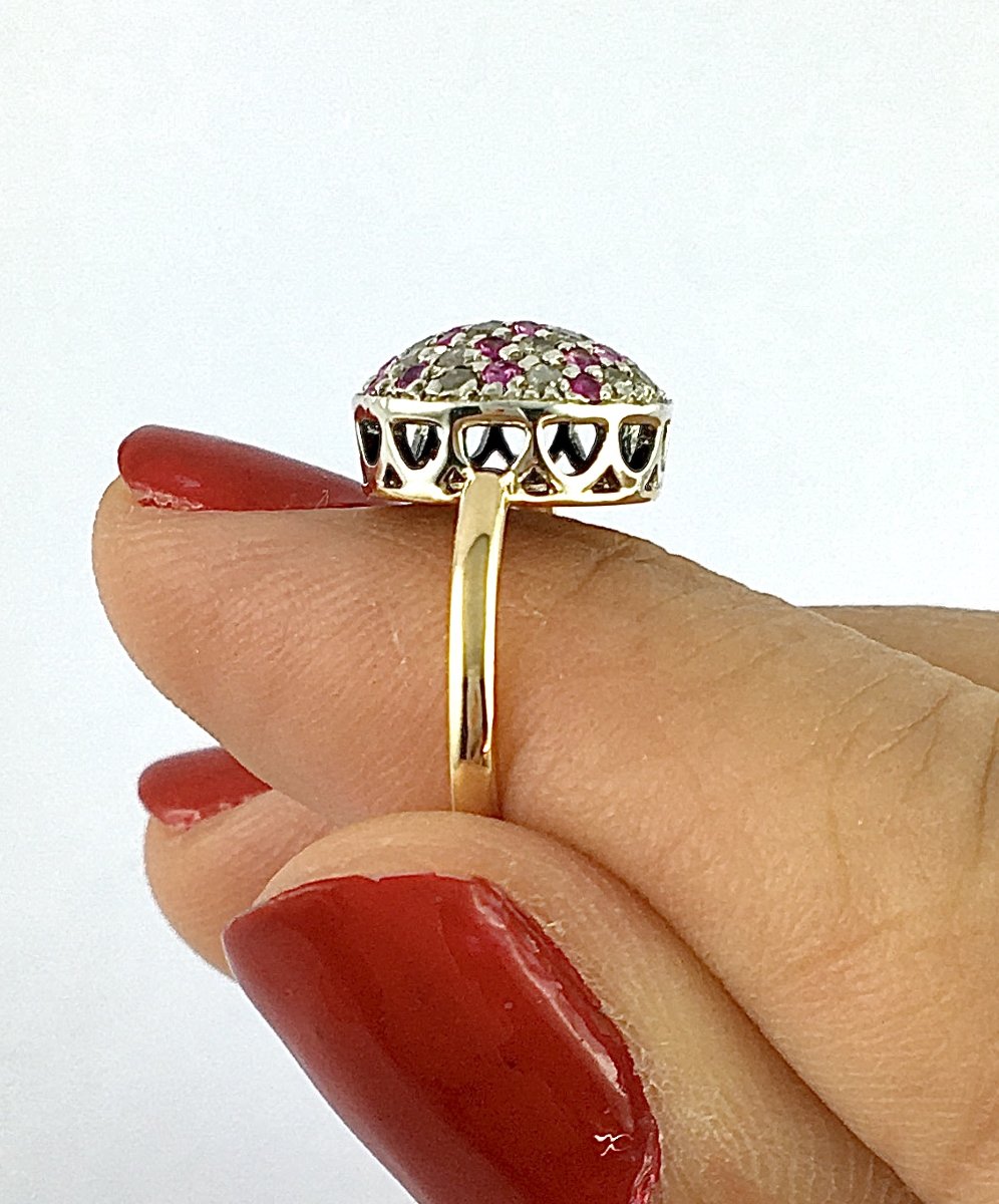 Ring By Selim Mouzannar, Set With Diamonds And Pink Sapphires In A Pavé Setting On Yellow And White Gold-photo-2