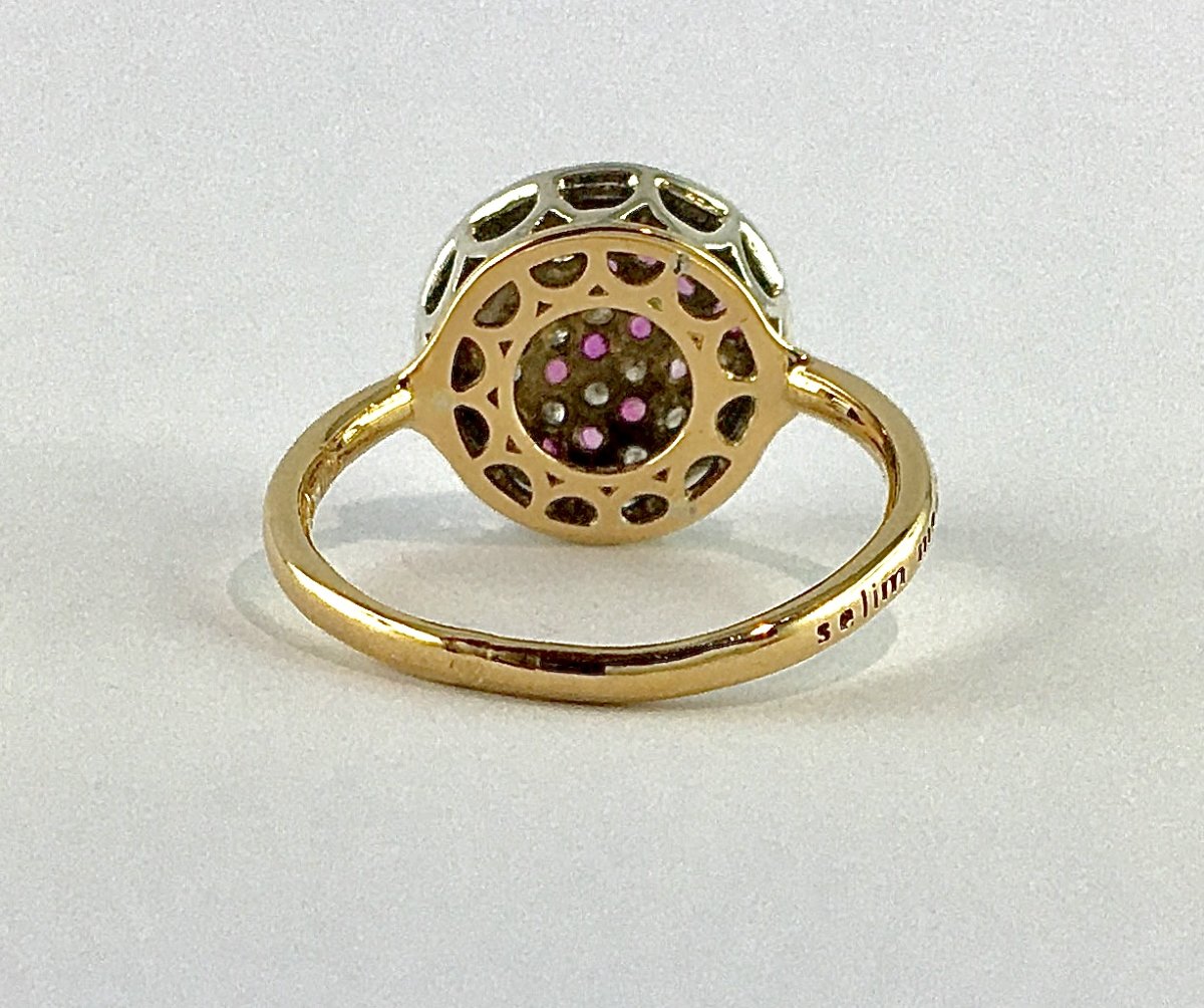 Ring By Selim Mouzannar, Set With Diamonds And Pink Sapphires In A Pavé Setting On Yellow And White Gold-photo-5