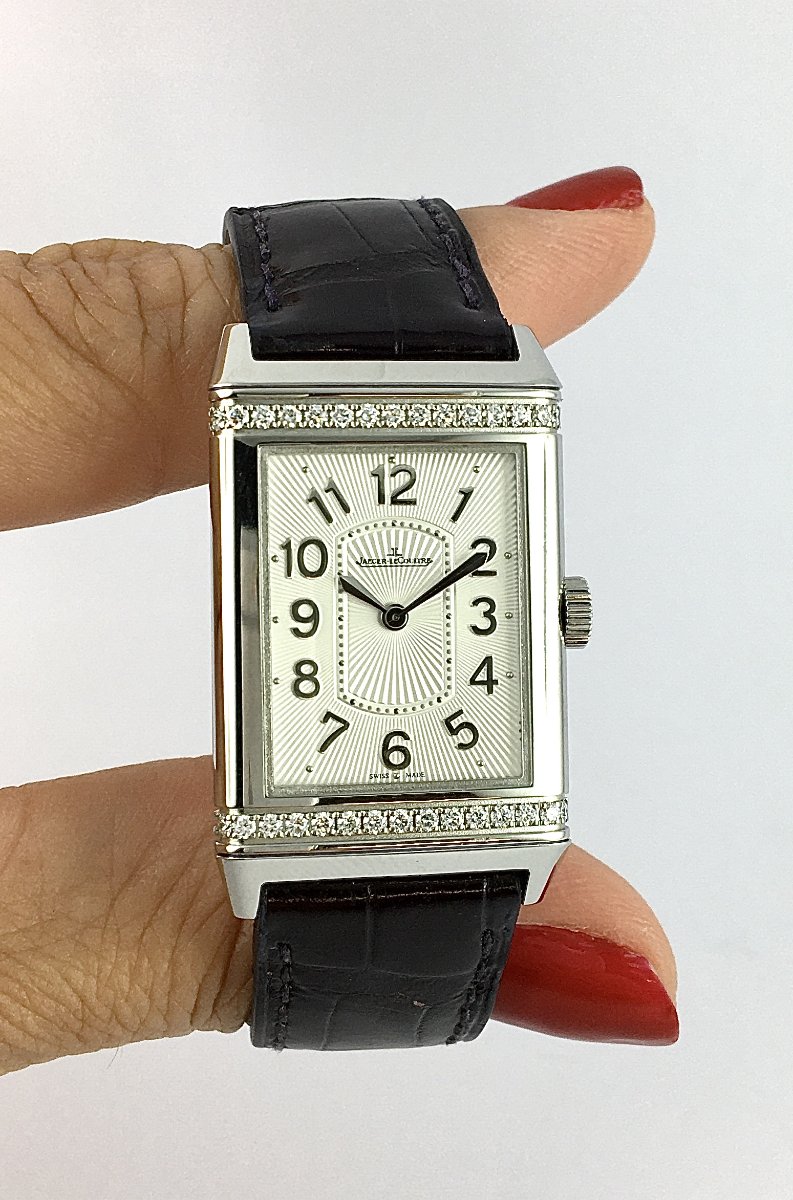 Montre Jaeger-LeCoultre Reverso Dame Diamants Mécanique Acier/Cuir Boîte & Papiers -photo-4