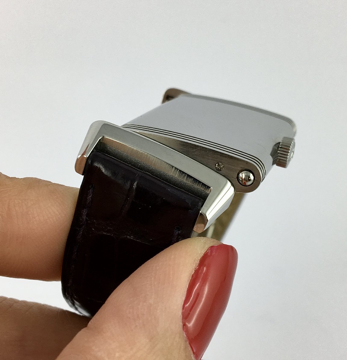 Montre Jaeger-LeCoultre Reverso Dame Diamants Mécanique Acier/Cuir Boîte & Papiers -photo-4