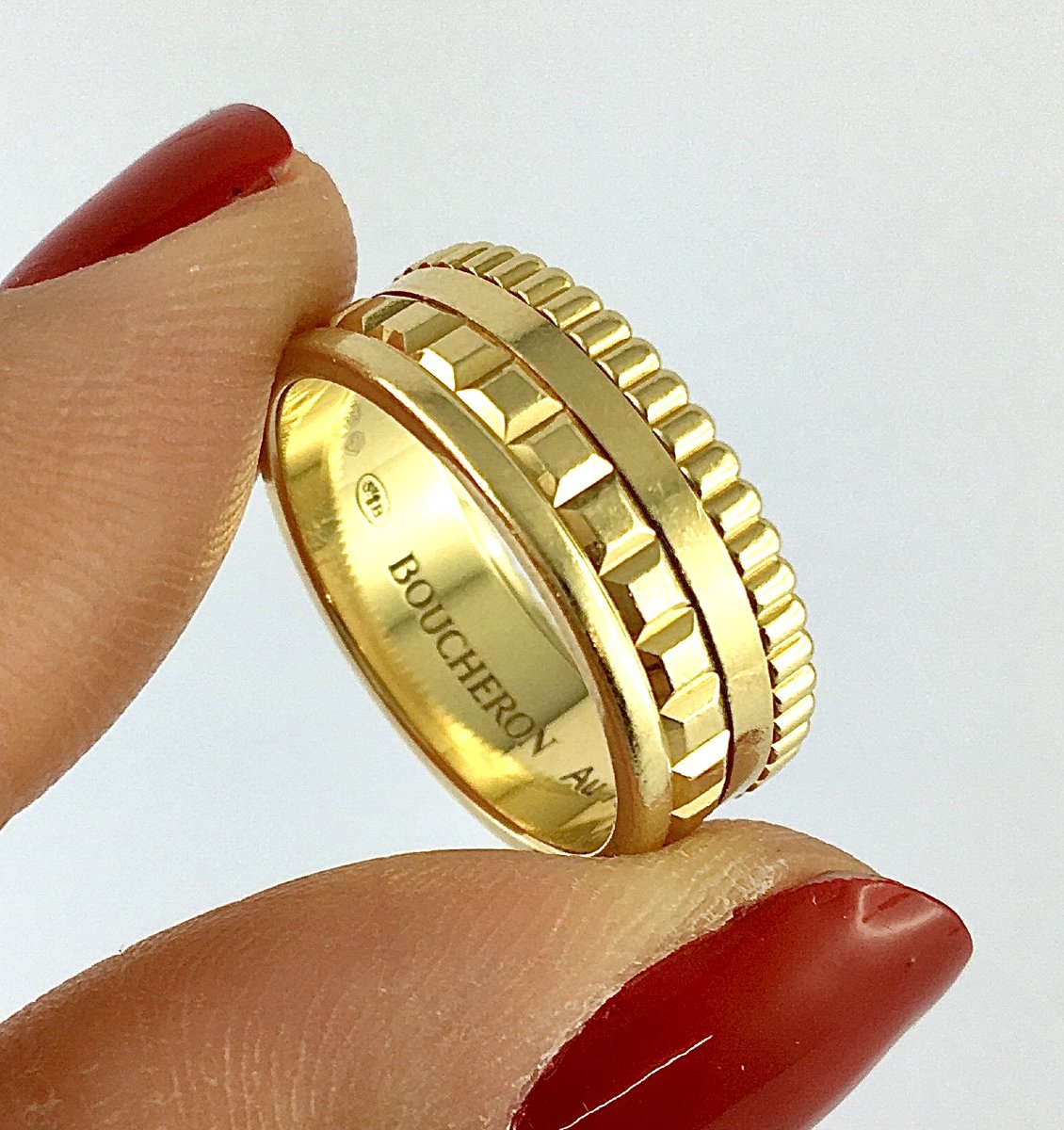 Boucheron "quatre" Ring In Solid Yellow Gold, Wedding Band Style-photo-2