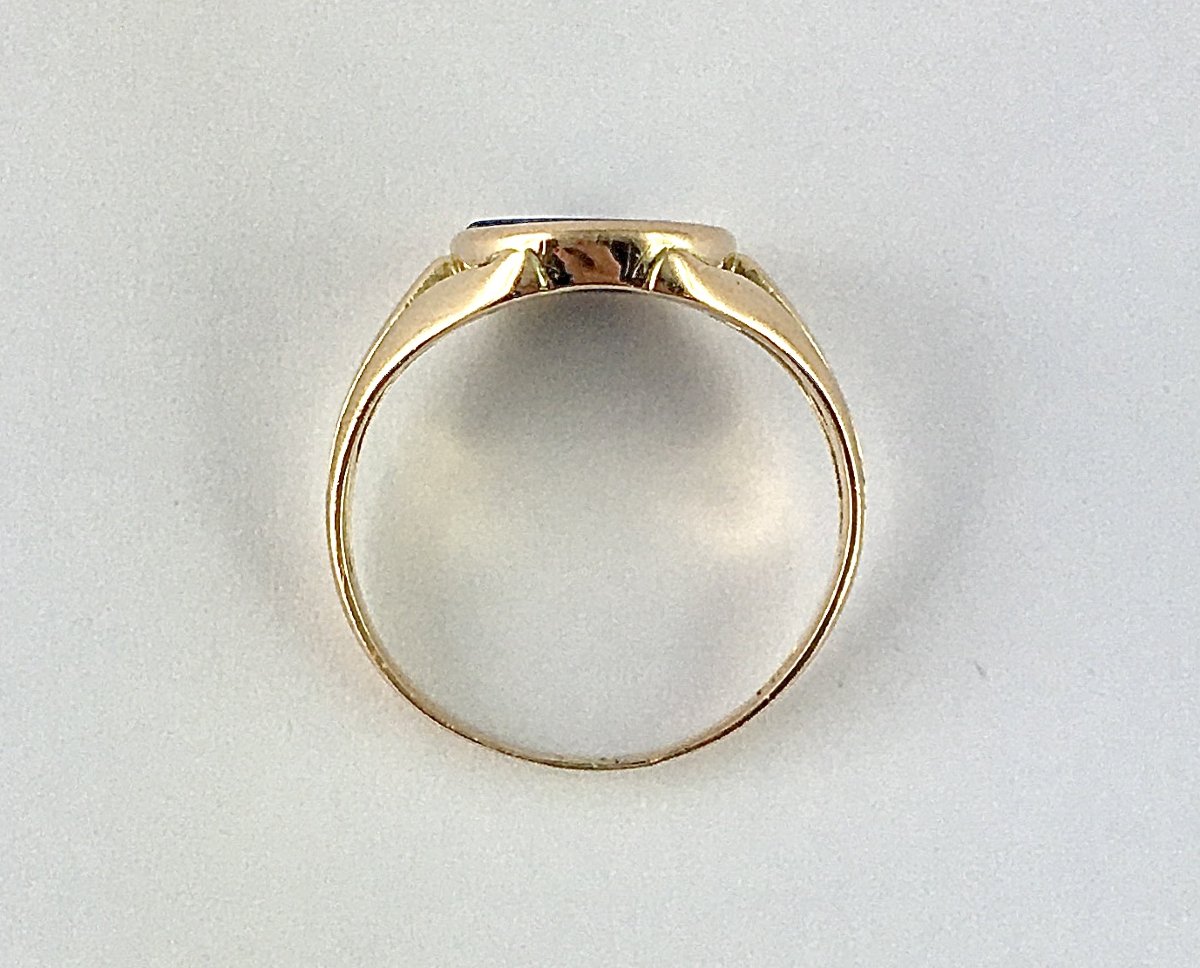 Vintage Lapis Lazuli Signet Ring With Close-set Stones In Rose Gold-photo-5