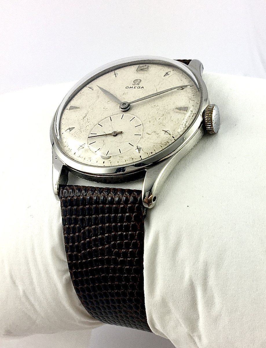 Large-size Omega Steel Watch – Mechanical Caliber 30t2 – Circa 1950-photo-2