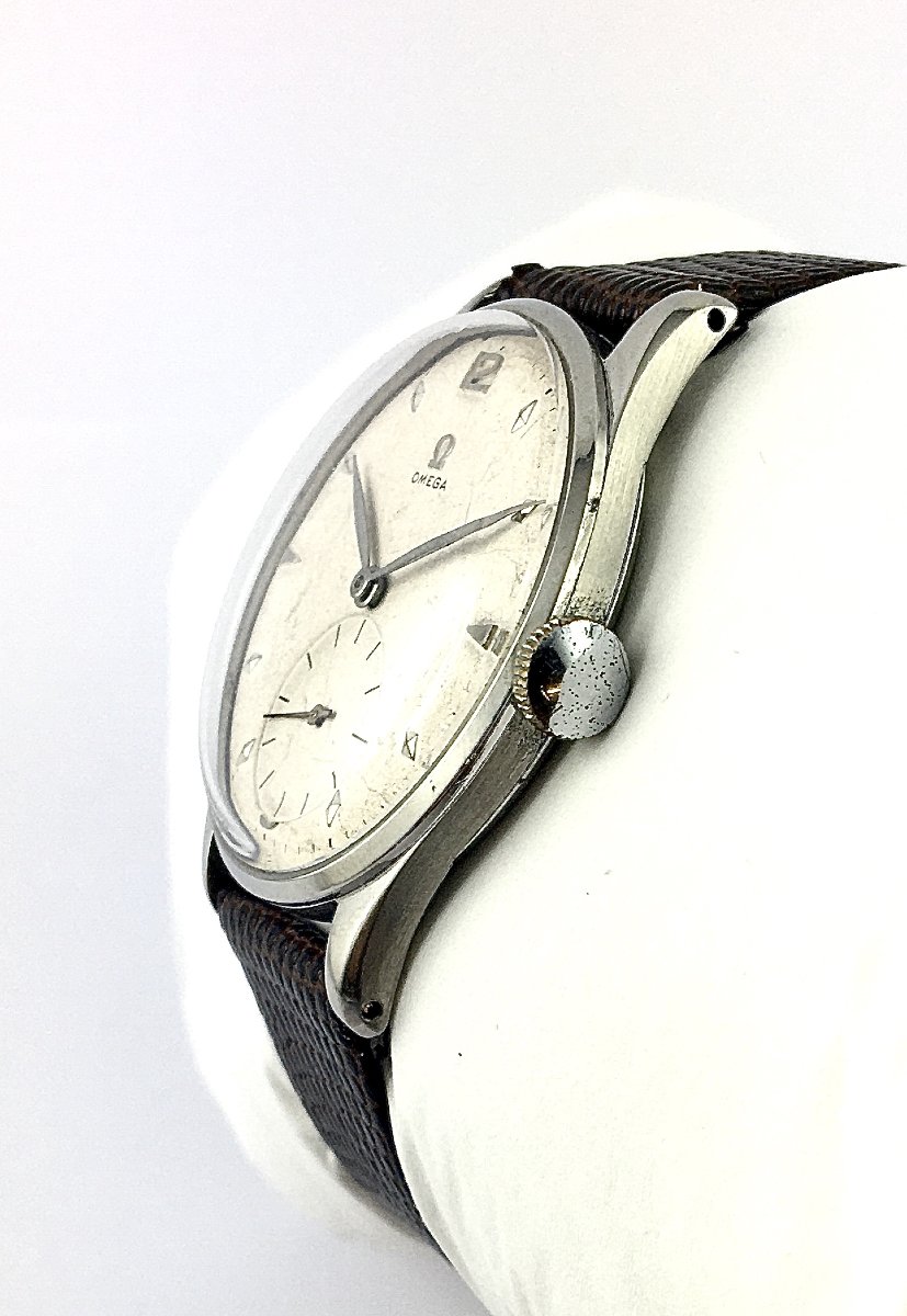 Large-size Omega Steel Watch – Mechanical Caliber 30t2 – Circa 1950-photo-4