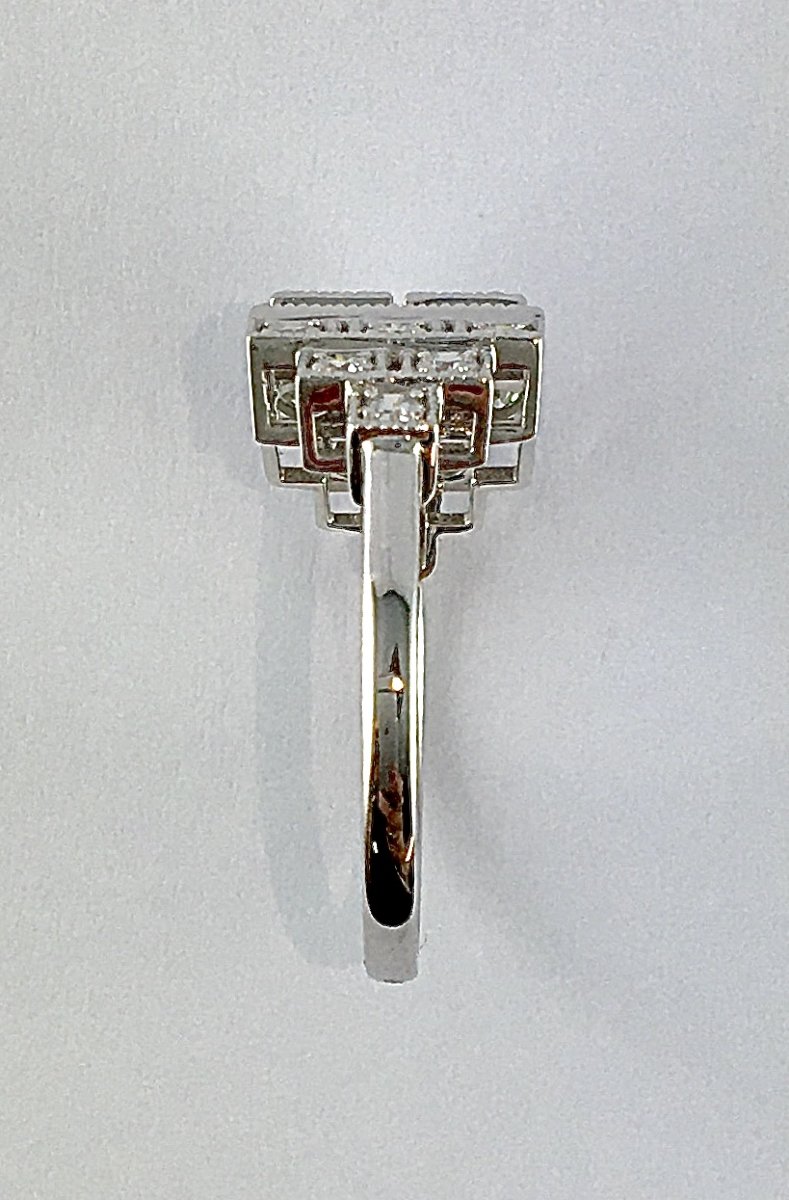 Art Deco Style Ring With Brilliant-cut Diamonds On White Gold-photo-1