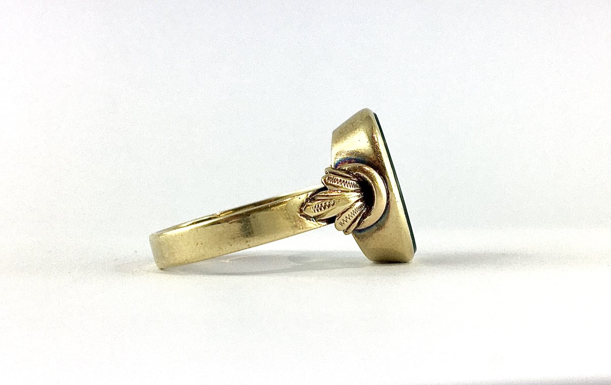 Bague Chevalière en Jaspe Sanguin sur Or Jaune, Epoque Napoléon III-photo-2