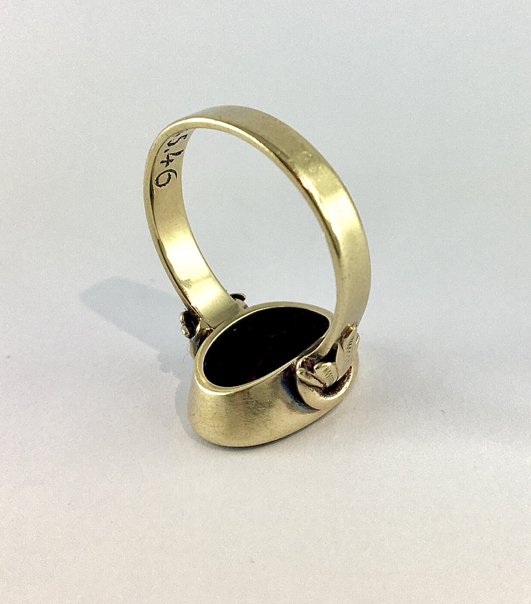 Bague Chevalière en Jaspe Sanguin sur Or Jaune, Epoque Napoléon III-photo-5