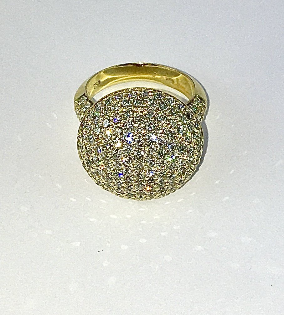 Bague Boule Pavée De Diamants Sur Or Blanc Doré-photo-3