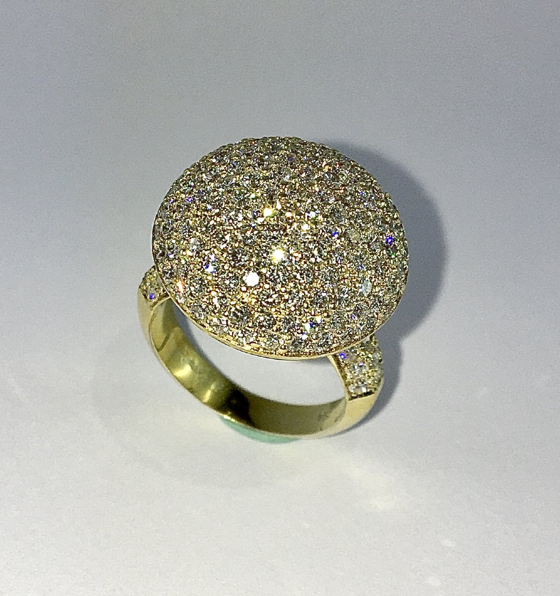 Bague Boule Pavée De Diamants Sur Or Blanc Doré-photo-4