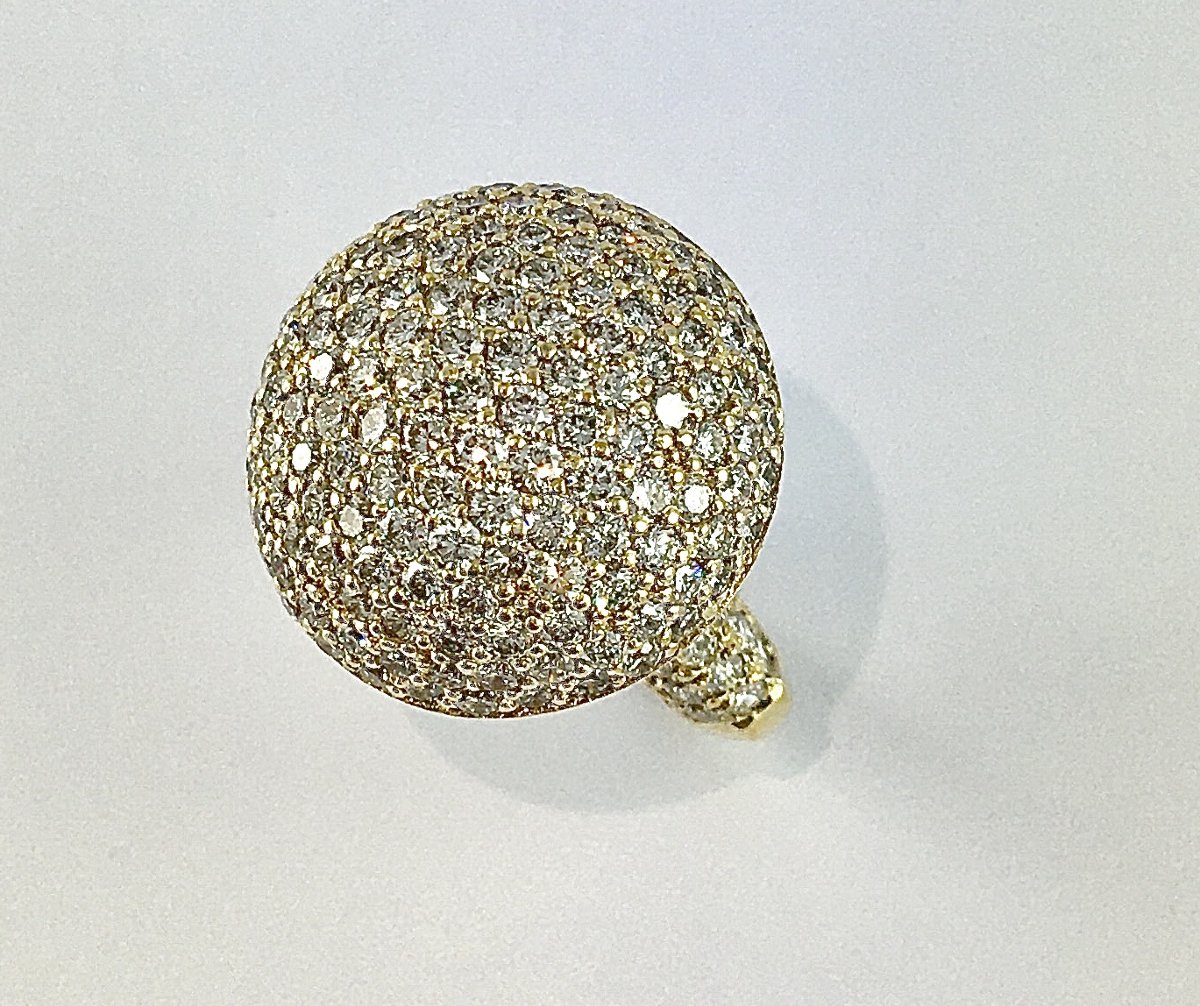 Bague Boule Pavée De Diamants Sur Or Blanc Doré-photo-1