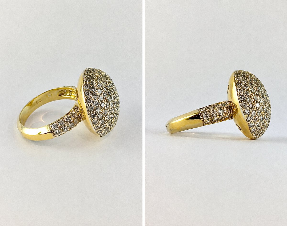 Bague Boule Pavée De Diamants Sur Or Blanc Doré-photo-4