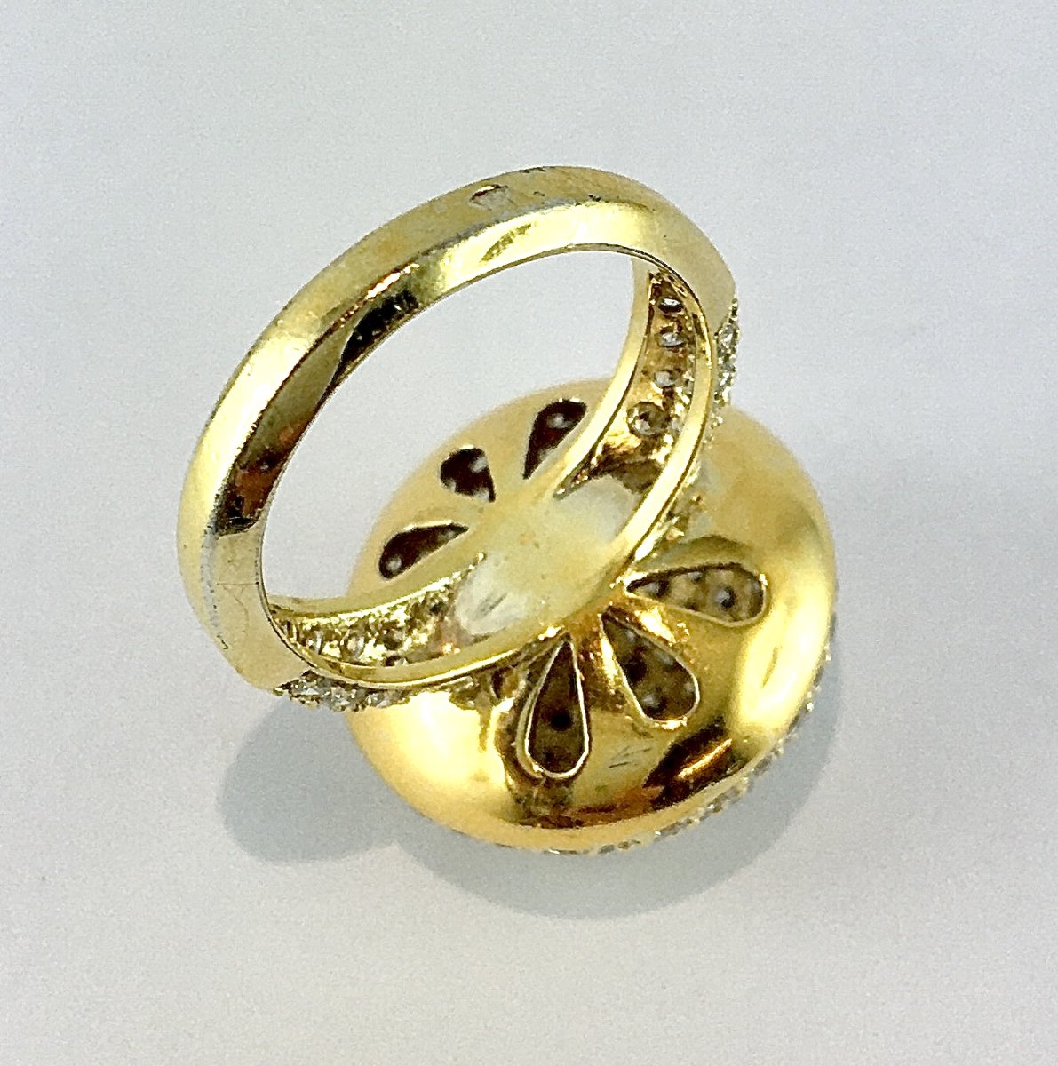 Bague Boule Pavée De Diamants Sur Or Blanc Doré-photo-6