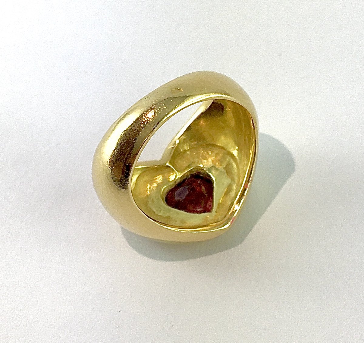 Plum-pink Tourmaline Heart Ring In Yellow Gold-photo-6