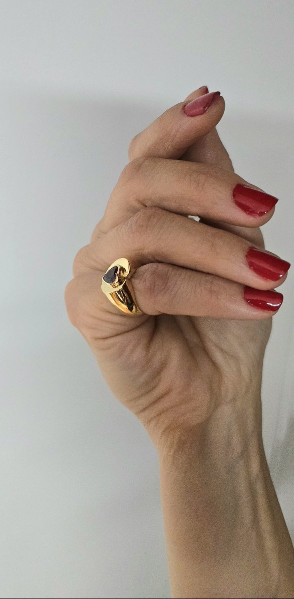 Plum-pink Tourmaline Heart Ring In Yellow Gold-photo-7