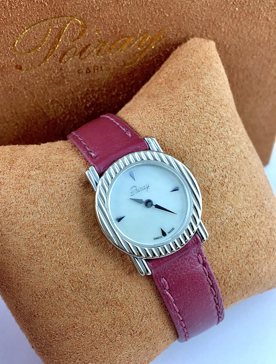 Poiray “ma Seconde” Watch, White Gold, Quartz, 2008, Interchangeable Straps; Watch Box & Pouch-photo-3