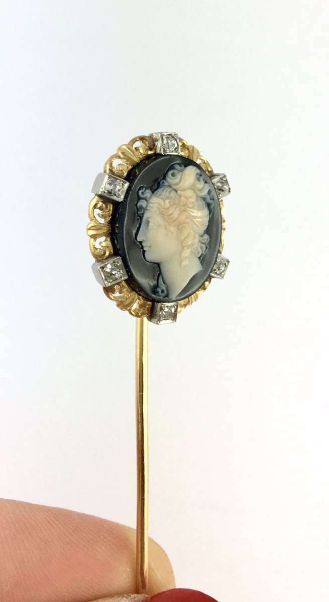 Napoleon III Brooch, Agate Cameo And Diamonds On Yellow Gold And Platinum-photo-4