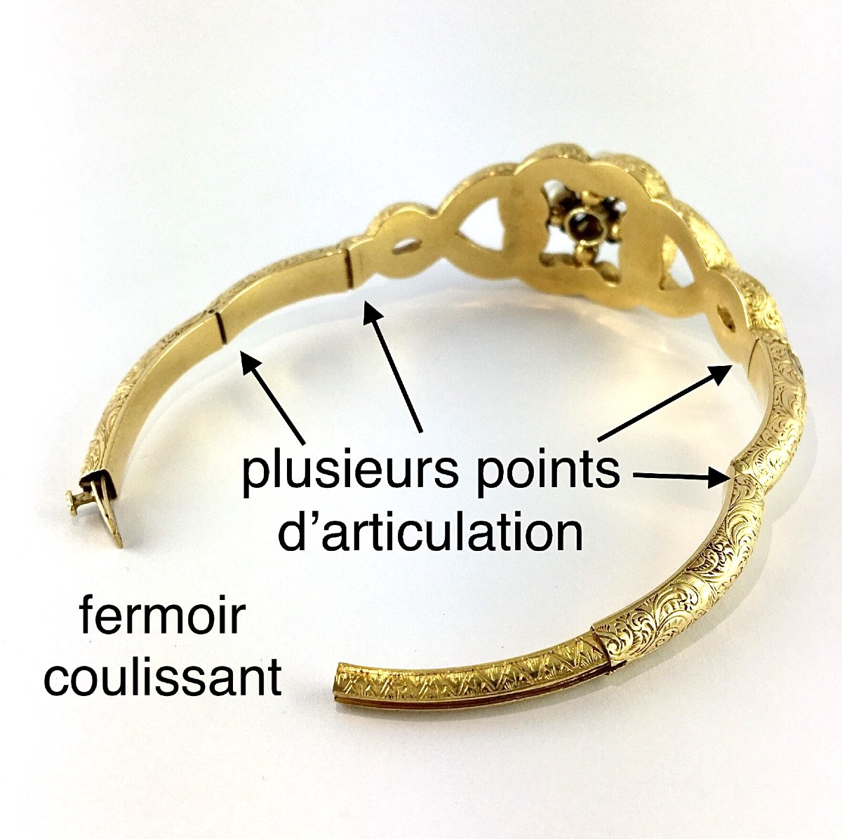 Bracelet Napoléon III en Or, Email Bleu et Blanc, Perles Fines et Diamants – Vers 1860-1870-photo-6