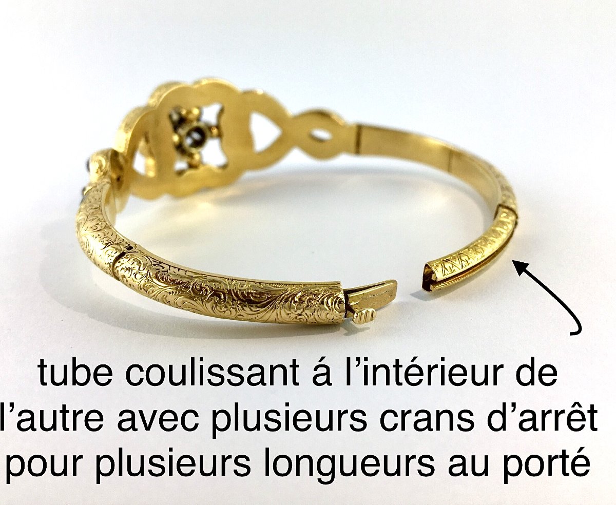 Bracelet Napoléon III en Or, Email Bleu et Blanc, Perles Fines et Diamants – Vers 1860-1870-photo-7