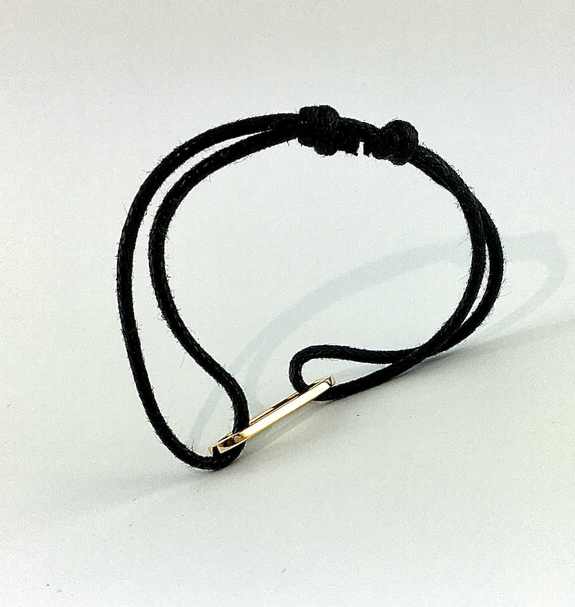 Contemporary Rose Gold And Diamond Bracelet On A Black Cord – Designer Jewelry-photo-1