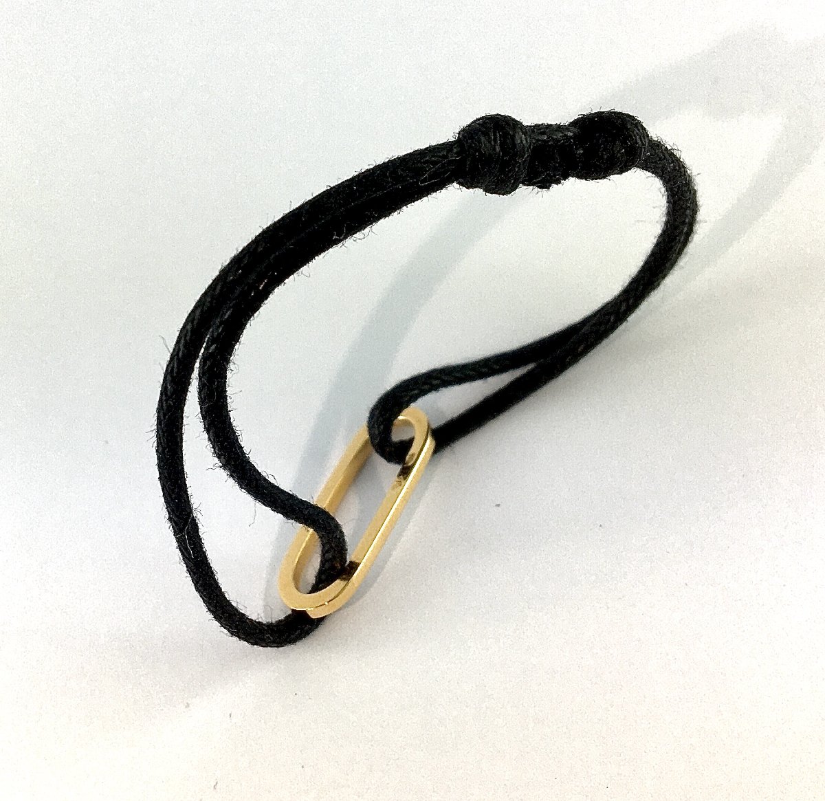 Contemporary Rose Gold And Diamond Bracelet On A Black Cord – Designer Jewelry-photo-2