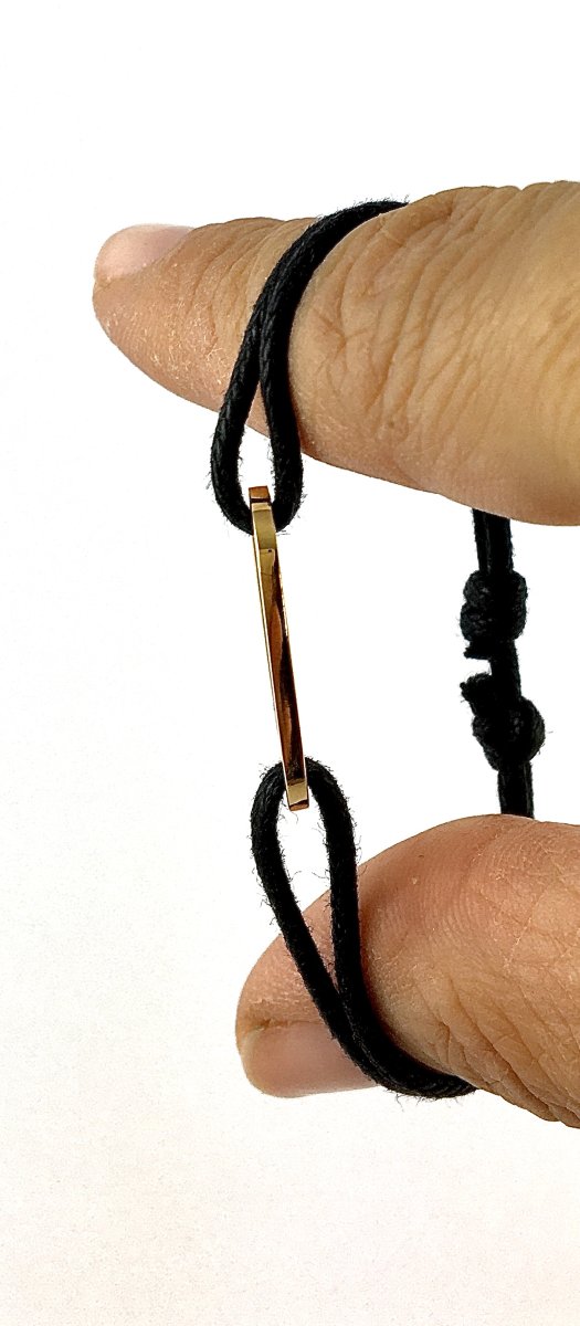 Contemporary Rose Gold And Diamond Bracelet On A Black Cord – Designer Jewelry-photo-5