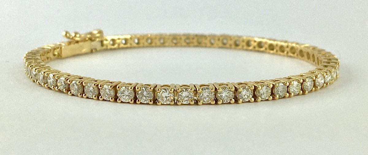 Brilliant-cut Diamond Line Bracelet In Yellow Gold – Contemporary Rivière Bracelet-photo-2