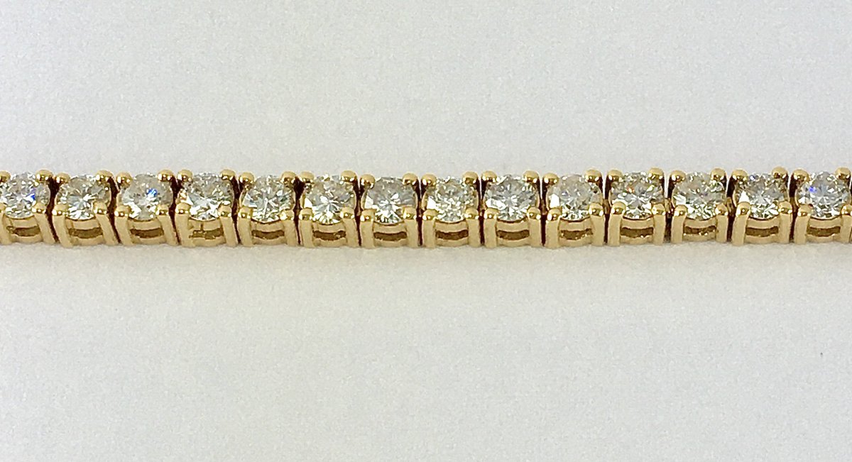 Brilliant-cut Diamond Line Bracelet In Yellow Gold – Contemporary Rivière Bracelet-photo-2