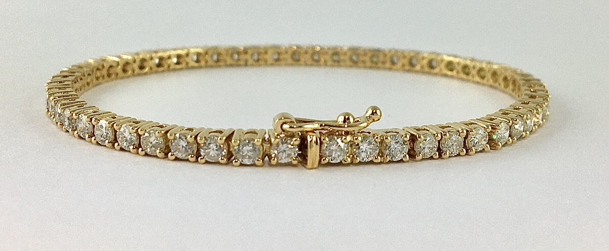 Brilliant-cut Diamond Line Bracelet In Yellow Gold – Contemporary Rivière Bracelet-photo-3