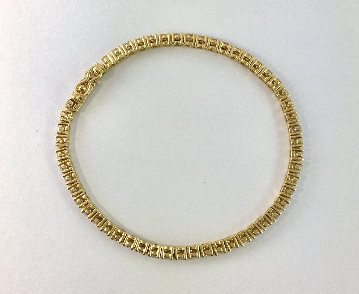 Brilliant-cut Diamond Line Bracelet In Yellow Gold – Contemporary Rivière Bracelet-photo-6