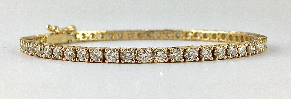 Brilliant-cut Diamond Line Bracelet In Yellow Gold – Contemporary Rivière Bracelet
